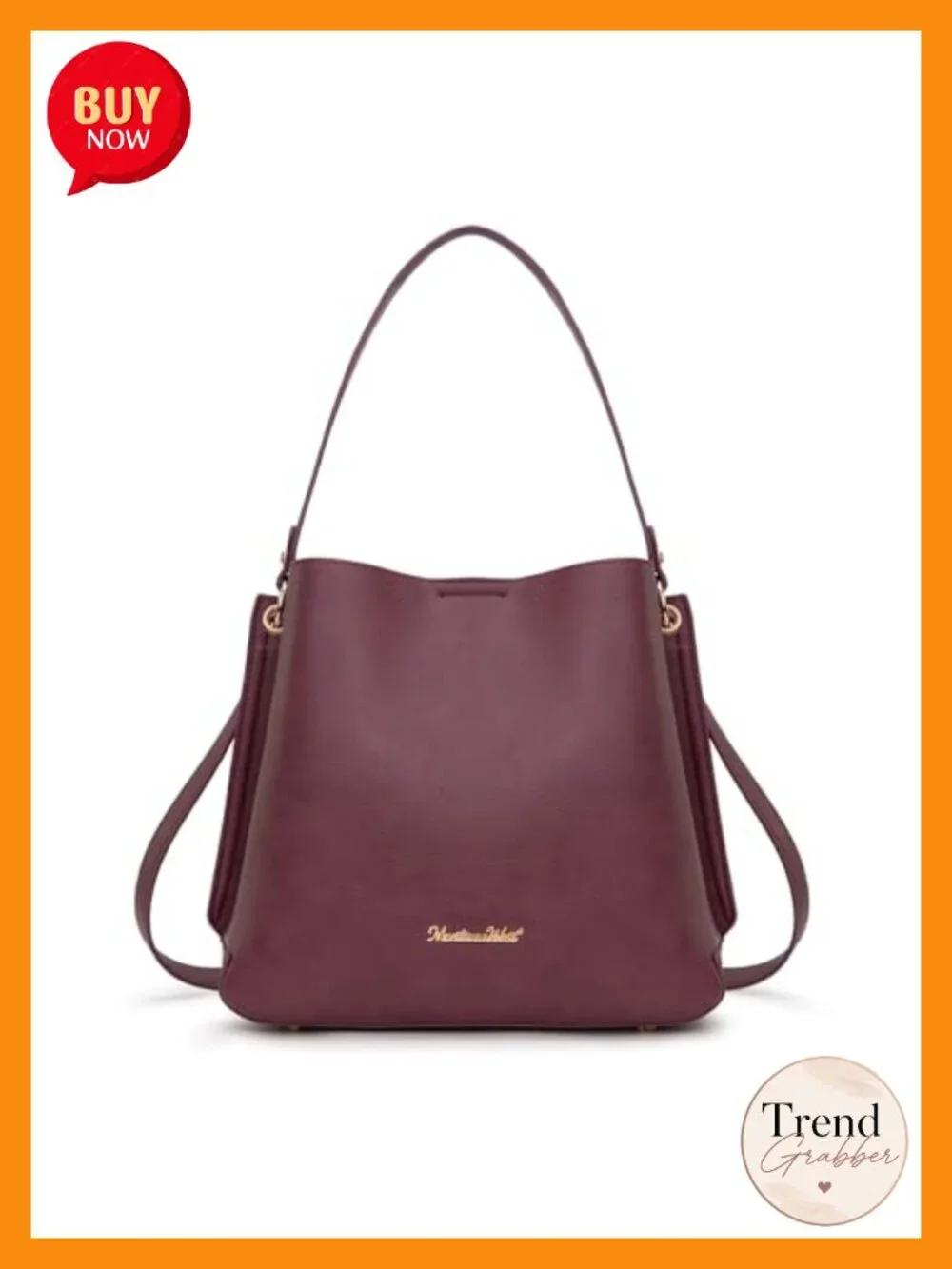 Medium Hobo Purse 3 Compartment Bucket Shoulder Bag Crossbody Strap